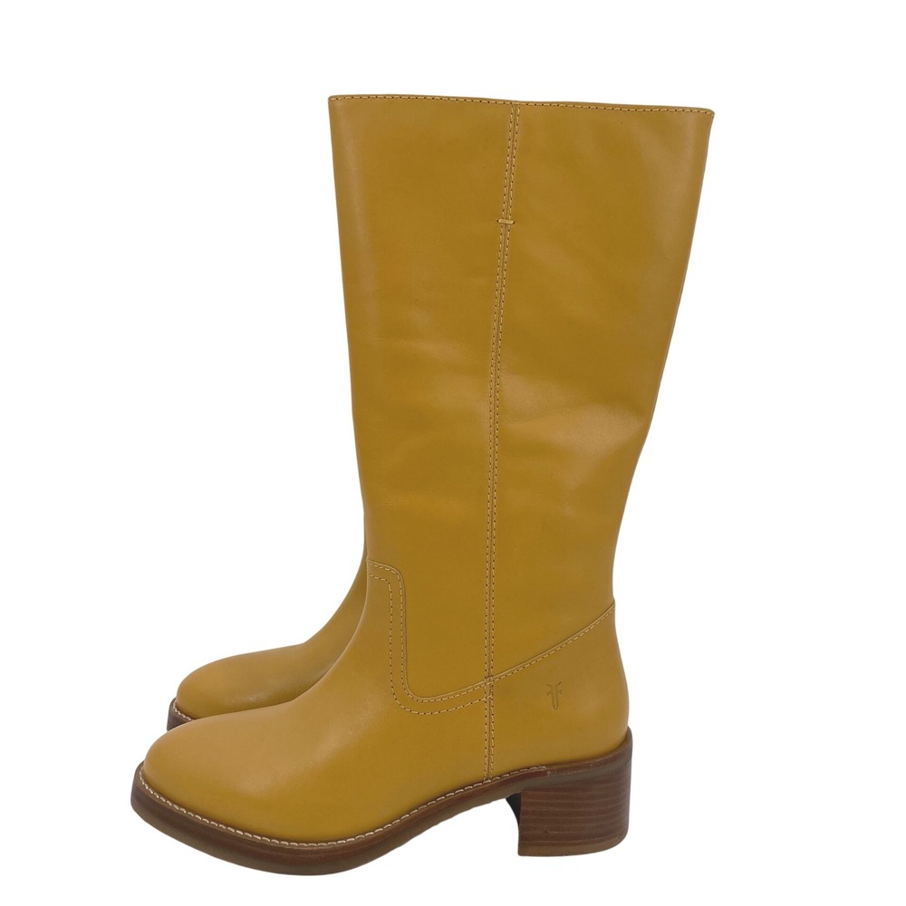 Frye Camryn Tall Pull On Boots Womens 9 Banana Yellow Leather Western Boho Chic